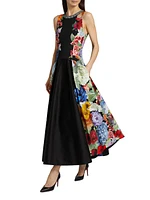 Adley Floral Stretch-Cotton Flared Midi-Dress