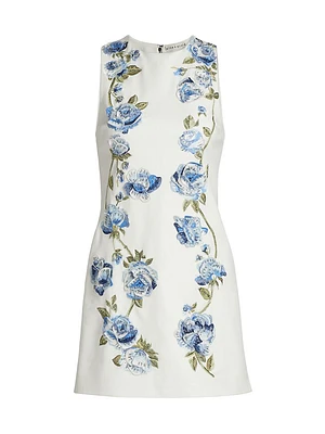 Clyde Embellished Floral Shift Minidress