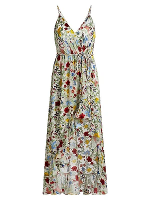 Tara Floral Asymmetric Wrap Midi-Dress