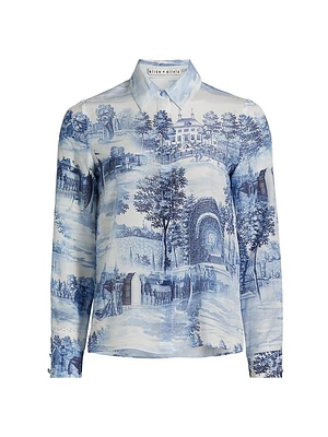 Willa Placket Printed Silk Top