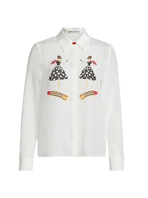 Willa Placket Graphic Silk Top