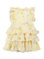 Little Girl's & Botanical Floral Ruffled Dress