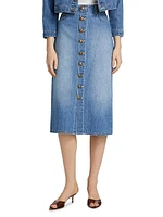Kathleen Button-Front Denim Midi-Skirt