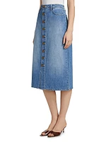 Kathleen Button-Front Denim Midi-Skirt