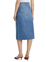 Kathleen Button-Front Denim Midi-Skirt