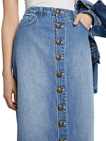 Kathleen Button-Front Denim Midi-Skirt