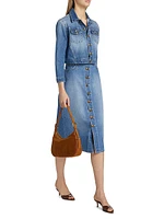 Kathleen Button-Front Denim Midi-Skirt