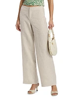 Vida Low-Rise Wide-Leg Linen Pants