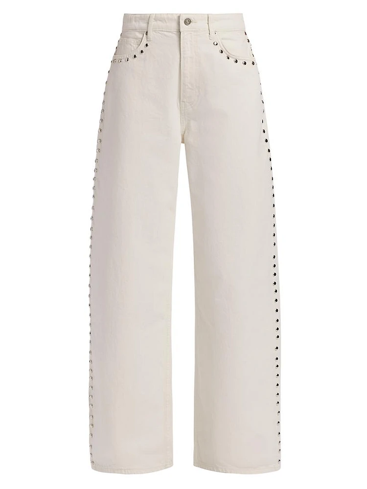Cary Studded High-Rise Wide-Leg Jeans