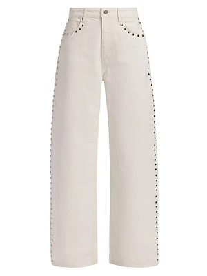 Cary Studded High-Rise Wide-Leg Jeans