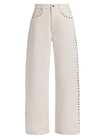 Cary Studded High-Rise Wide-Leg Jeans