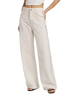 Cary Studded High-Rise Wide-Leg Jeans