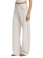 Cary Studded High-Rise Wide-Leg Jeans