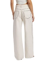 Cary Studded High-Rise Wide-Leg Jeans
