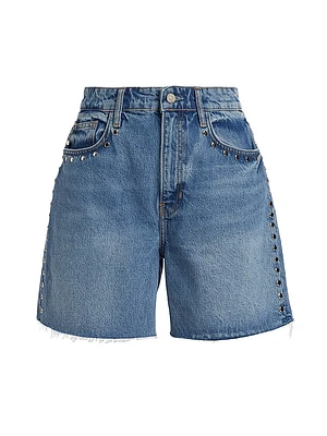 Raye Studded Mid-Rise Denim Shorts
