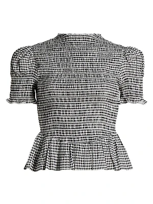 Aggie Gingham Check Peplum Top