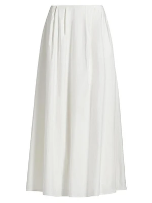Lucy Pleated Stretch Cotton A-Line Maxi Skirt