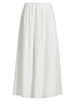 Lucy Pleated Stretch Cotton A-Line Maxi Skirt