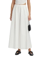 Lucy Pleated Stretch Cotton A-Line Maxi Skirt
