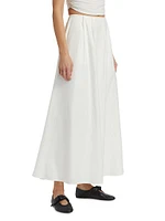 Lucy Pleated Stretch Cotton A-Line Maxi Skirt