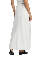Lucy Pleated Stretch Cotton A-Line Maxi Skirt