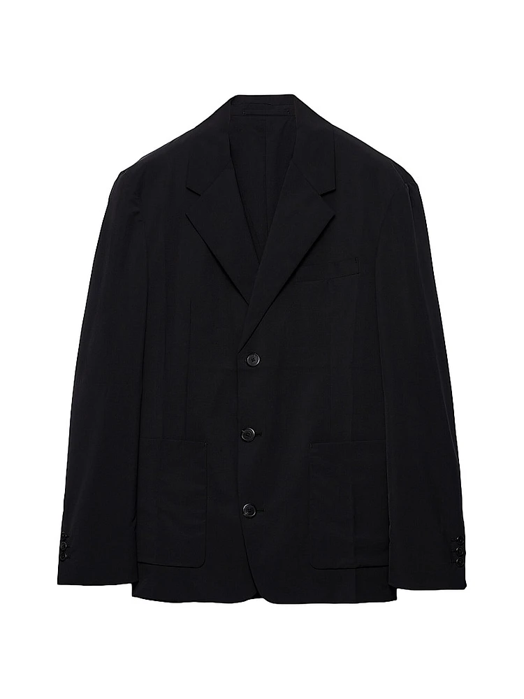 Single-Breasted Wool Blend Jacket