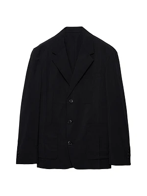 Single-Breasted Wool Blend Jacket