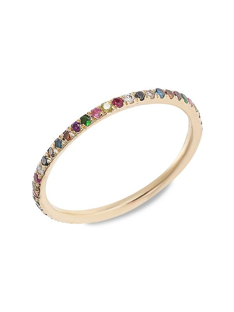 Classic Thread 18K Rose Gold & Multi-Gemstone Eternity Band