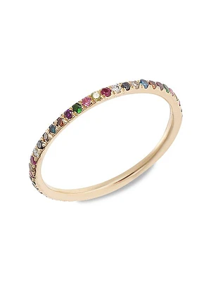 Classic Thread 18K Rose Gold & Multi-Gemstone Eternity Band