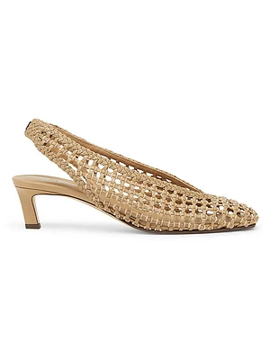 Woven Show Leather Slingback Pumps