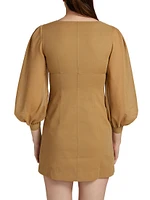 Stitched Puff-Sleeve Minidress