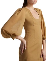 Stitched Puff-Sleeve Minidress