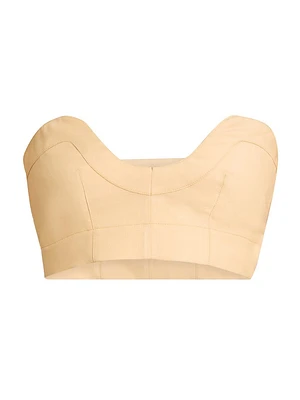 Wool-Blend Voile Bustier Top