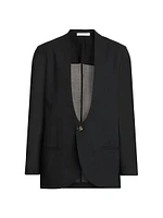 Sheer Wool-Blend Voile U-Neck Blazer
