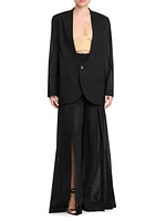 Wool-Blend Voile Wide-Leg Pants