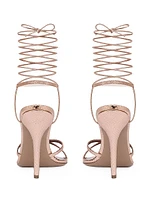 Linda 105MM Embossed Metallic Leather Lace-Up Sandals
