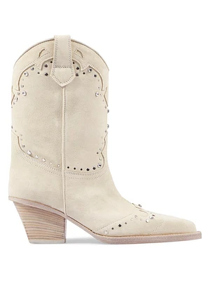 Janice 60MM Embellished Suede Cowboy Boots