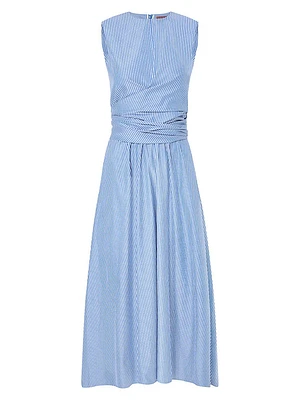 Penny Striped Cotton Midi-Dress