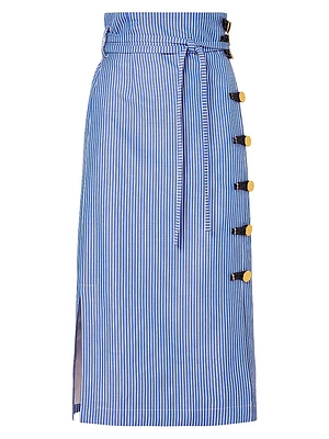 Hiroki Striped Cotton Midi Skirt