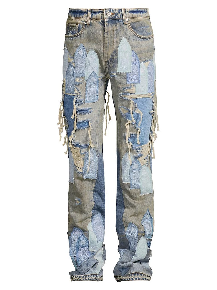 Repaired Patchwork Relaxed Jeans
