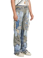 Repaired Patchwork Relaxed Jeans