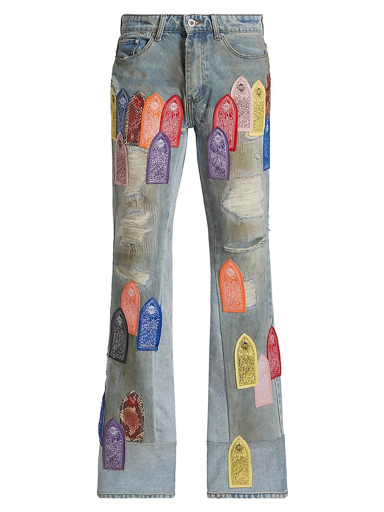 Patch Arched Repaired Distressed Jeans