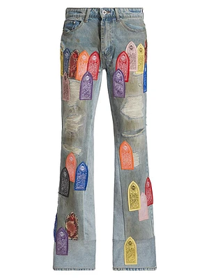 Patch Arched Repaired Distressed Jeans