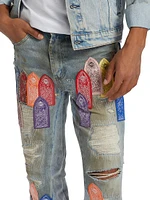 Patch Arched Repaired Distressed Jeans