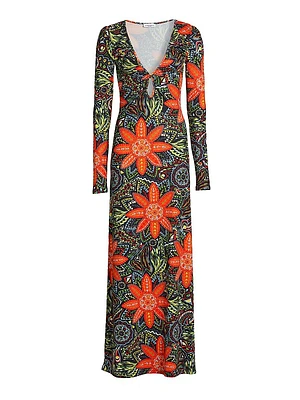 Diana Floral Stretch Jersey A-Line Maxi Dress