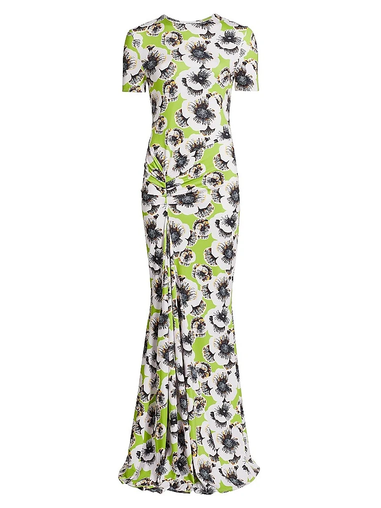 Annie Floral Short-Sleeve Maxi Dress