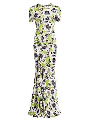 Annie Floral Short-Sleeve Maxi Dress