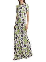 Annie Floral Short-Sleeve Maxi Dress