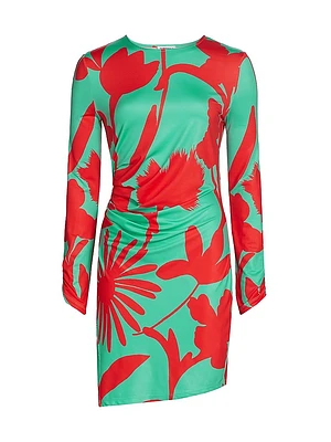 Hazel Floral Stretch Jersey Draped Minidress