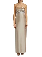 Phaedra Sequin Strapless Gown
